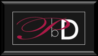Black, White and Burgundy PbD logo for Pillows by Dezign, a custom decorative pillow fabricator for hospitality, commercial and residential interior design projects.