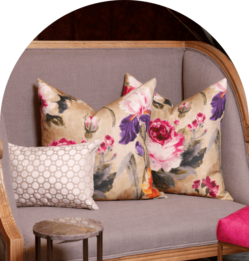 image A couch with three pillows on it